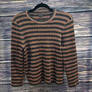 Who What Wear Metallic Brown and Black Knit Sweater